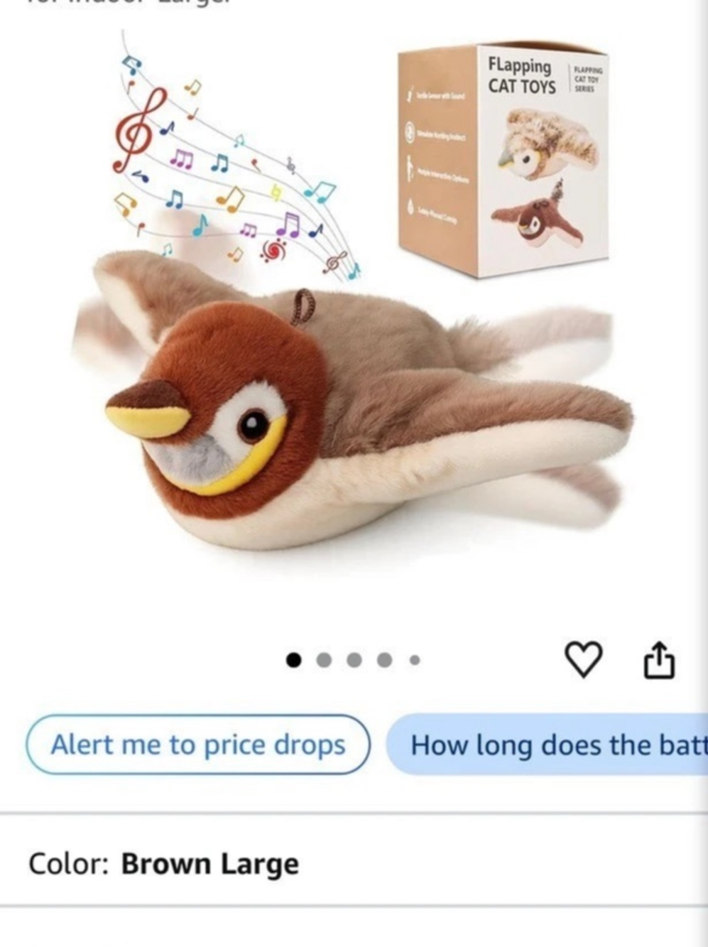 Rapping Critters Flapping Wings Bird Toy Brown NWT